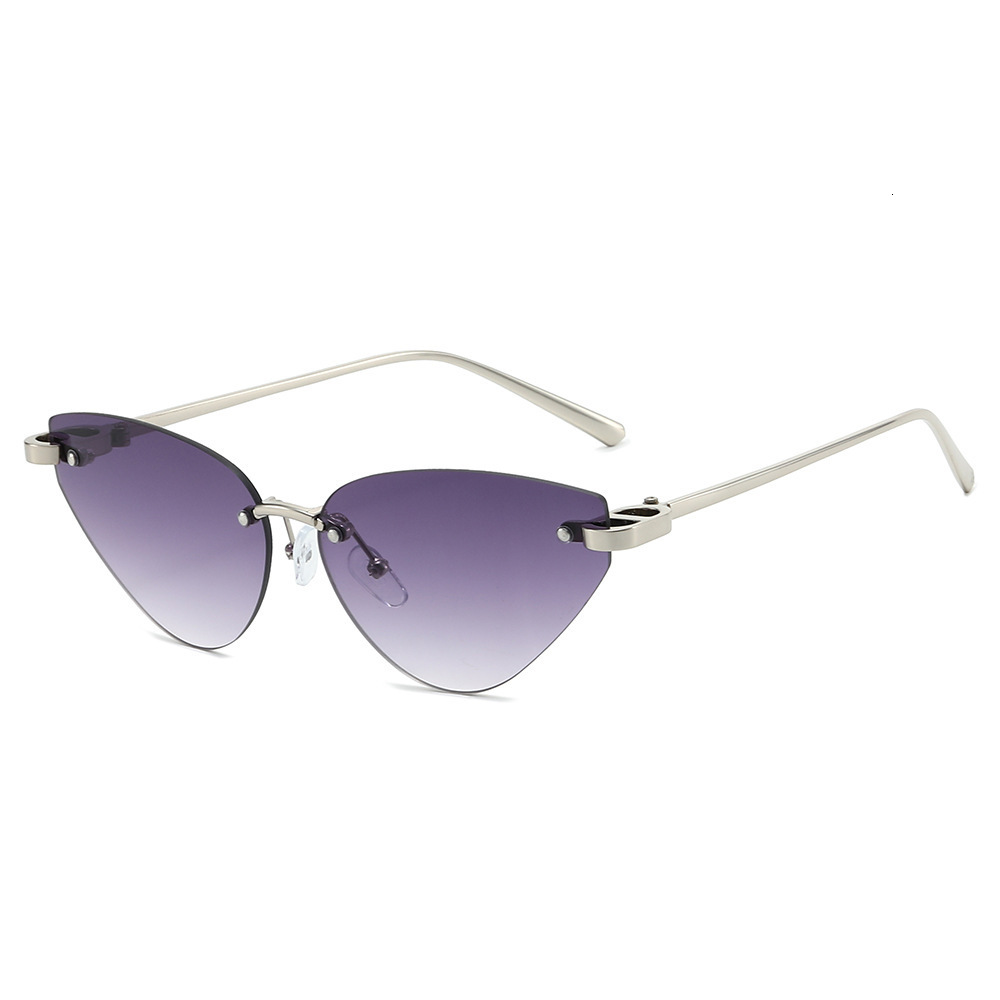 2026 New Model Triangular Cat-Eye Rimless Cut-Edge Fashionable European And American Style Personalized Sunglasses - view 6