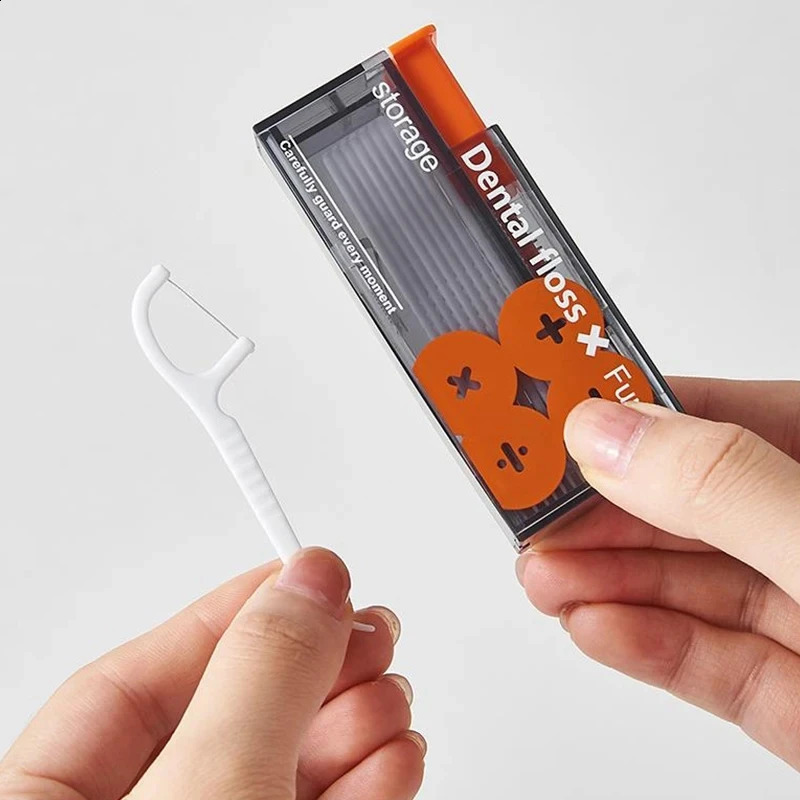 Portable Floss Dispenser Includes 10Pcs Automatic Ejectable Organiser Oral Care Presson Disposable Flossing Sticks 260626 - view 6