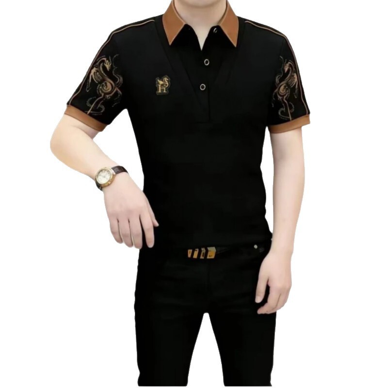 2026 Turn-Down Collar Polo Shirt, Casual Fashion Versatile Trendy Short Sleeve T-Shirt, Embroidered Slim Fit Men's Clothing - view 6