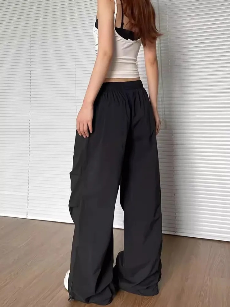 American Style Women Loose Fit Straight Pants Elastic Waist Long Trousers Cargo Boyfriend Hip Hop Female 260625 - view 6