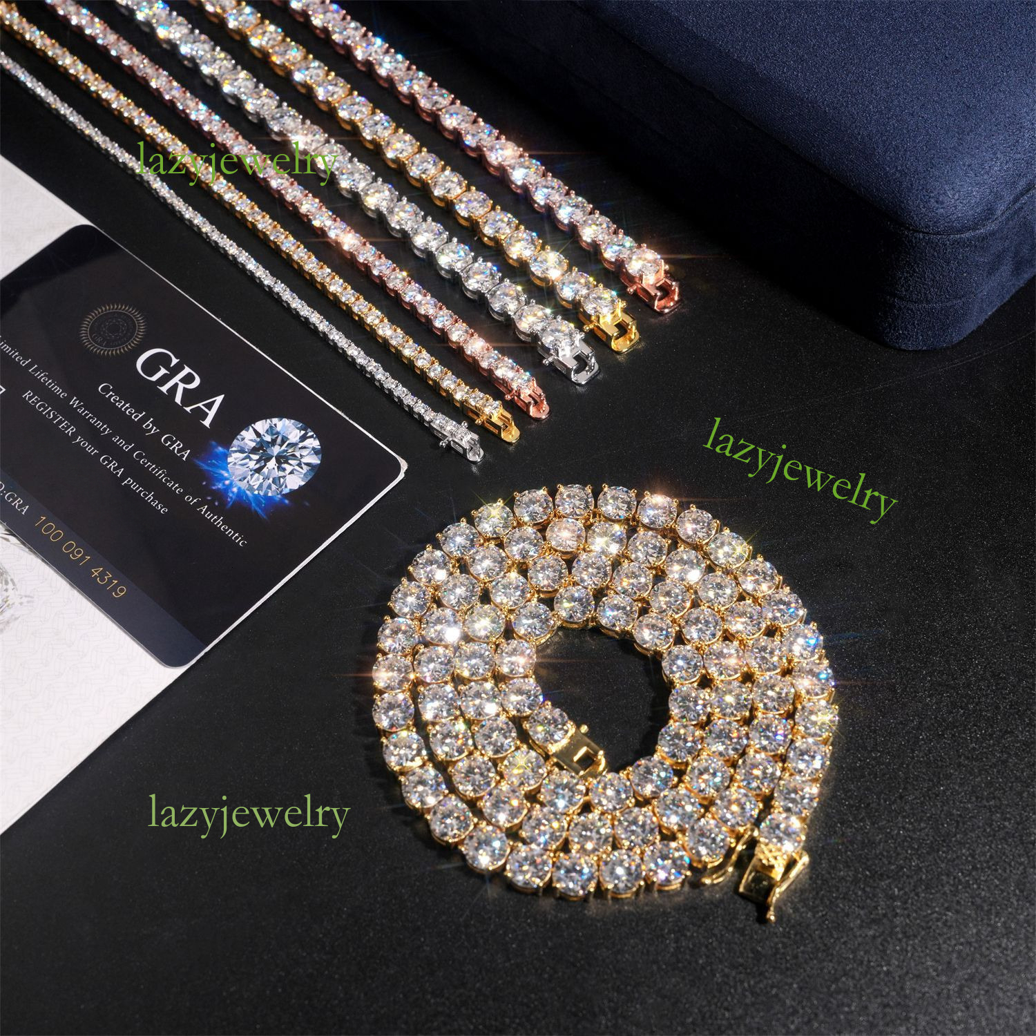 Brilliant VVS Moissanite diamond set tennis necklace high fashion jewelry 6mms925 silver ice crystal chain bracelet - view 7