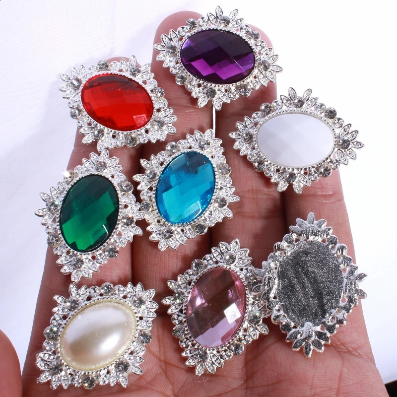 Sell 10Pcs 25X32MM Decorative Jewelry Accessories Diy Metal Rhinestone Craft Component Flatback Crystal Horse eye Mix Color 260623 - view 5