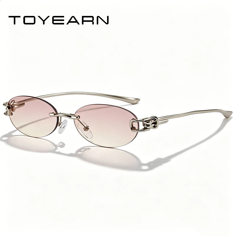 y2k Rimless Oval Sunglasses Women For Men Male 2026 Sun Glasses Vintage y Metal Punk Outdoor Knot Rope Small Eye Glasses 260626