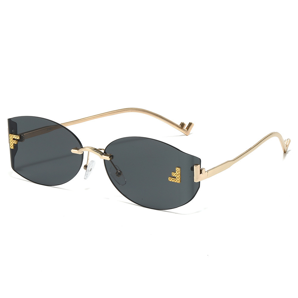 New Style Red Frameless With Cut Edges Letter F, European And American Fashion Trend, High-End Women's Stylish Sunglasses - view 6