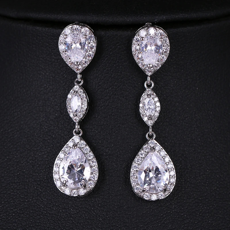 SUGO Fashion Shiny High Quality Long Water Drop Cubic Zircon Earrings for Elegant Women Wedding Party Jewelry Accessories 260625 - view 4