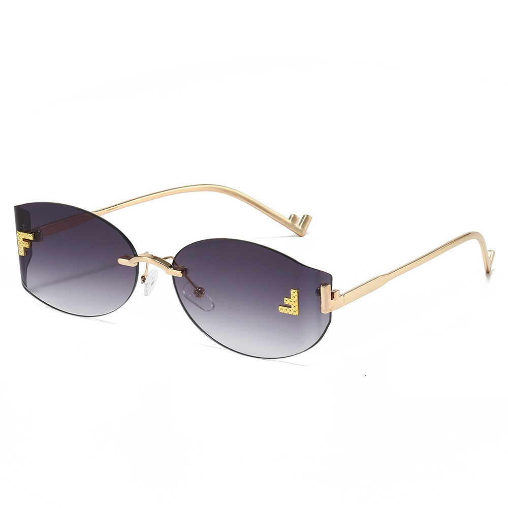 New Style Red Frameless With Cut Edges Letter F, European And American Fashion Trend, High-End Women's Stylish Sunglasses - view 4