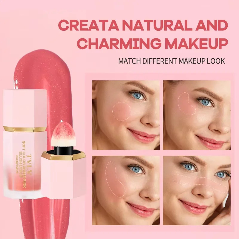 3-Color Matte Liquid Powder Blusher Easy to Apply Durable Waterproof Powder Blusher Sponge Brush Head 260625 - view 5
