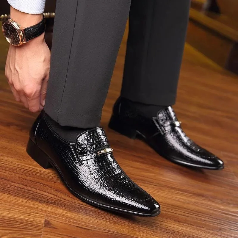 Leather Shoes Mens PU y Pattern Men Business Dress Casual Social Shoe Male Wedding Footwear Zapatos Hombre 260624 - view 5