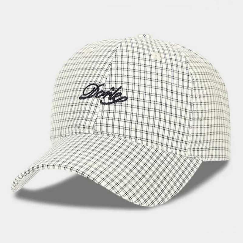 Letter Plaid Korean Embroidered Style Baseball Summer Versatile Wide Brim Soft Top Hat Face Slimming Effect M260626 - view 5