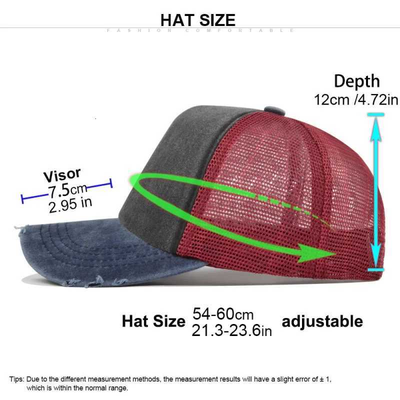 Broken New Unisex Color Block Style Baseball Hats Distress Breathable Mesh Sunshade Retro Trucker Caps Versatile Simple Fashion M260626 - view 4