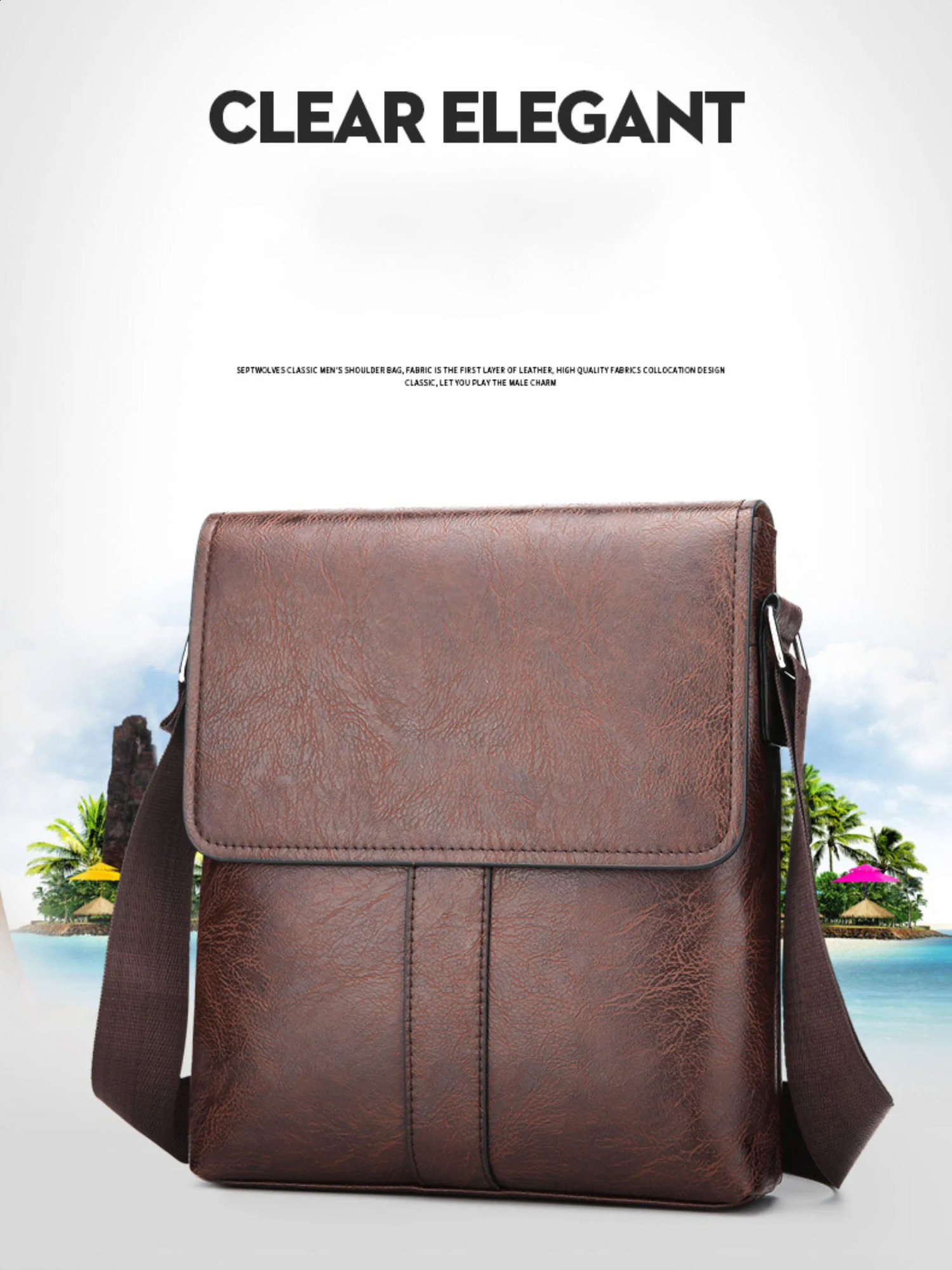 Soft leather shoulder bag mens business casual bag crossbody bag mens bag crossbody bag small leather bag hanging bag 260626 - view 3