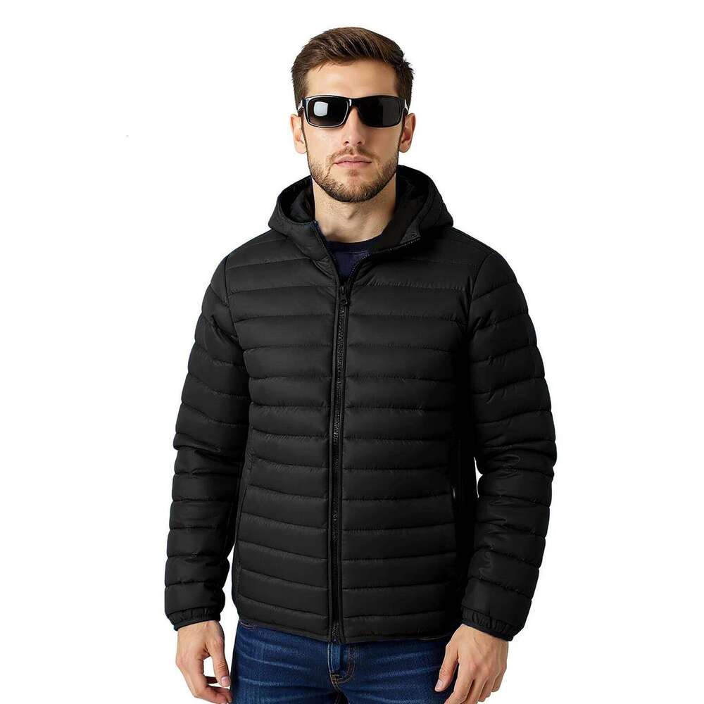 Winter Lightweight Casual Jacket Suitable for Outdoor Sports, Windproof and Warm, Men's Hooded Solid Color Simple Cotton Coat J260626 - view 4