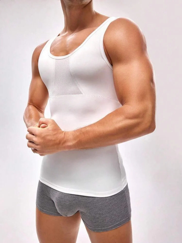 Mens Slimming Compression Shirt Body Shaper Vest Breathable High Elastic Base Layer Tight Fit for Fitness Sport Daily 260625