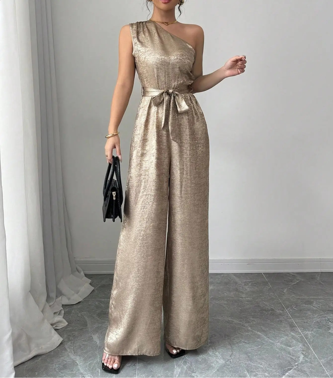 Women High Waist White Halter Neck Zip Front Wide Leg Jumpsuit Elegant Sleeveless Casual Party Vacation Romper 260626 - view 6