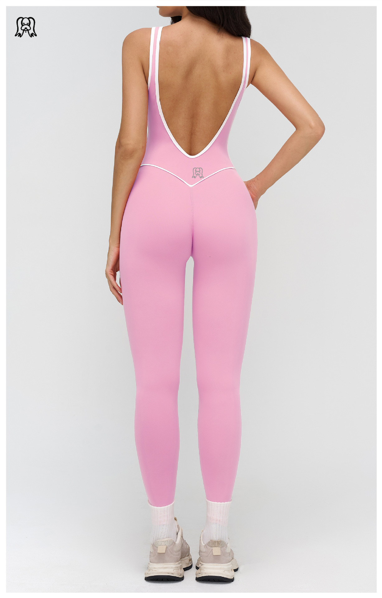 lucky dog yoga Contrastive color edging loose square neck yoga jumpsuit yoga jumpsuit - view 7