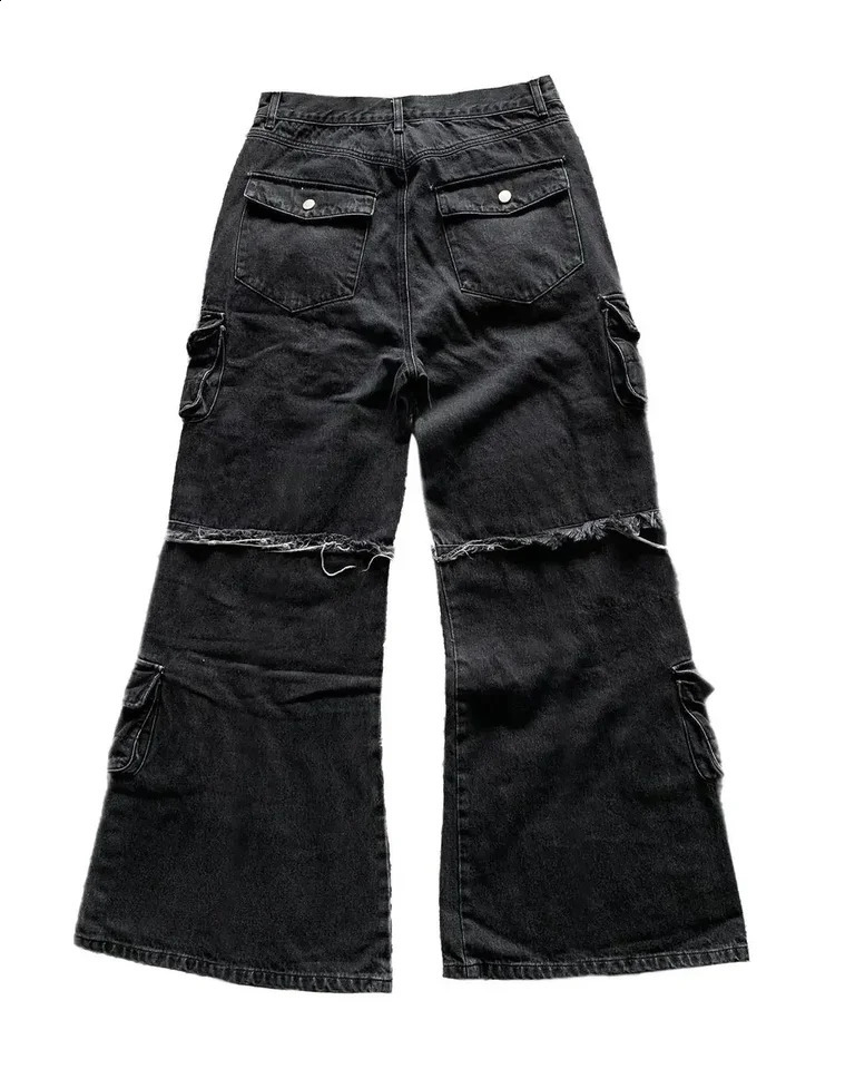 Heavy Washed Splicing Multi Pocket Loose Jeans Men Y2K American Fashion Streetwear Retro Rock Roll Highwaisted Trousers 260625 - view 3