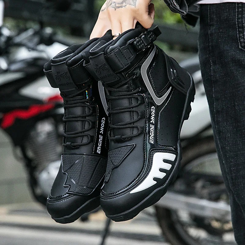 Men Leather Motos Breathable Anti Slip Wearresistant Riders Boots Motorbike Racing Ankle Length Shoes Motorcycle 260626 - view 7