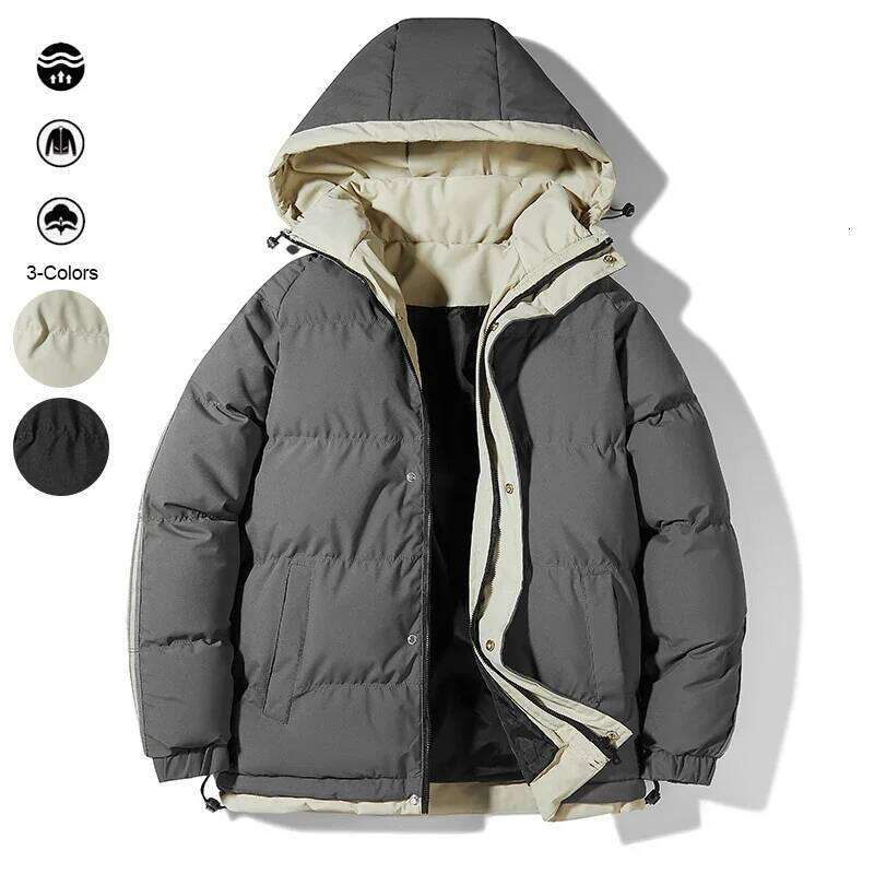 Puffy Warm | Windproof Quilted Puffer Jackets Men's Casual Oversized Hooded Parka Jacket Coat Winter Outdoor Daily Commute Wear J260626 - view 1