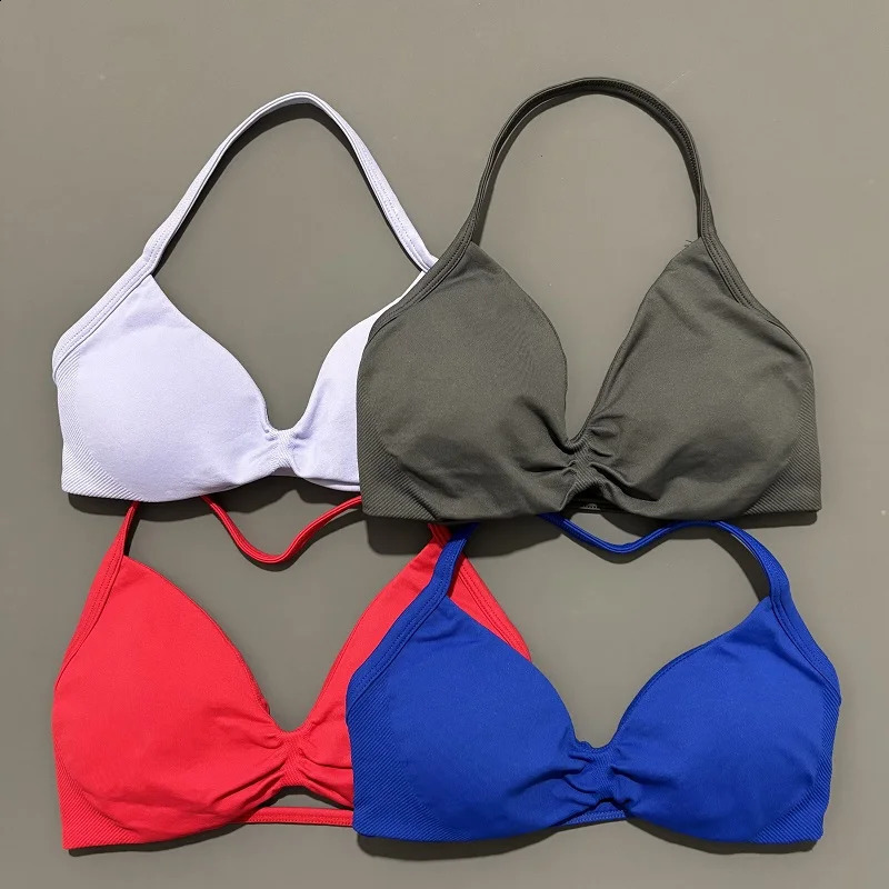Sports Strappy Bra Yoga Underwear Women Gym Top Running Exercise Backless Bra High Support Active Wear Fitness Workout Halter 260626 - view 6