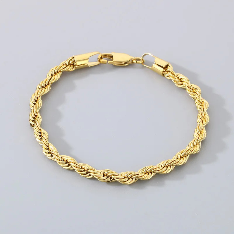 Men Stainless Steel Rope Chain Bracelet for Women Hand Bangle GoldSilver Color Foot Ankle Anklet Jewelry Accessories DIY Gift 260617 - view 4