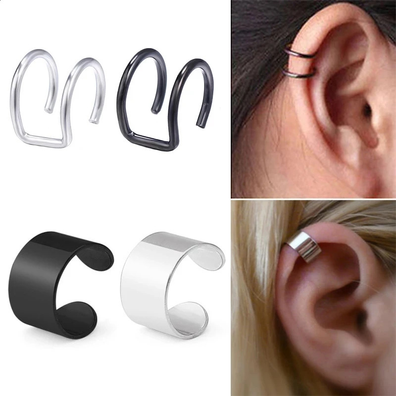 1 Piece Punk ManWomen Stainless Steel Ear Clip Earring Cuff Wrap Earrings No piercingClip On Cartilage Jewelry 260623 - view 4