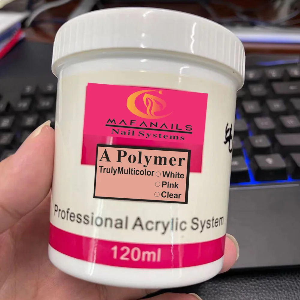 120ML Acrylic Nail Art Powder Clear Pink White Carving Crystal Polymer Professional Long-Lasting UV Polish Extend/Dipping Dust 260626 - view 3