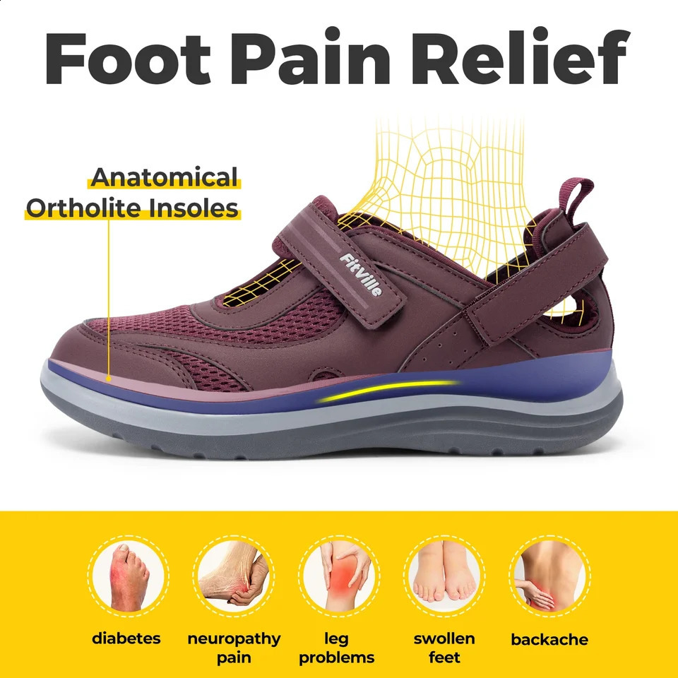 Fitville Womens Sandals Mary Jane Casual Shoes Widened Toe For Swollen Feet Lightweight Breathable Outdoor Elderly Shoes Sandal 260622 - view 3