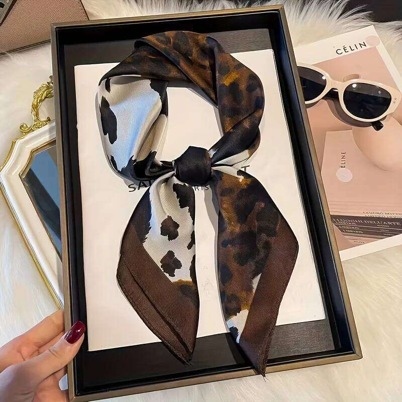 Fashion Leopard Print 70cm Silk Hairbands Scarf Women 2026 New Elagant Bandana Neck Kerchief Head Bands Foulard Female Scarfs 26Y06226 - view 4