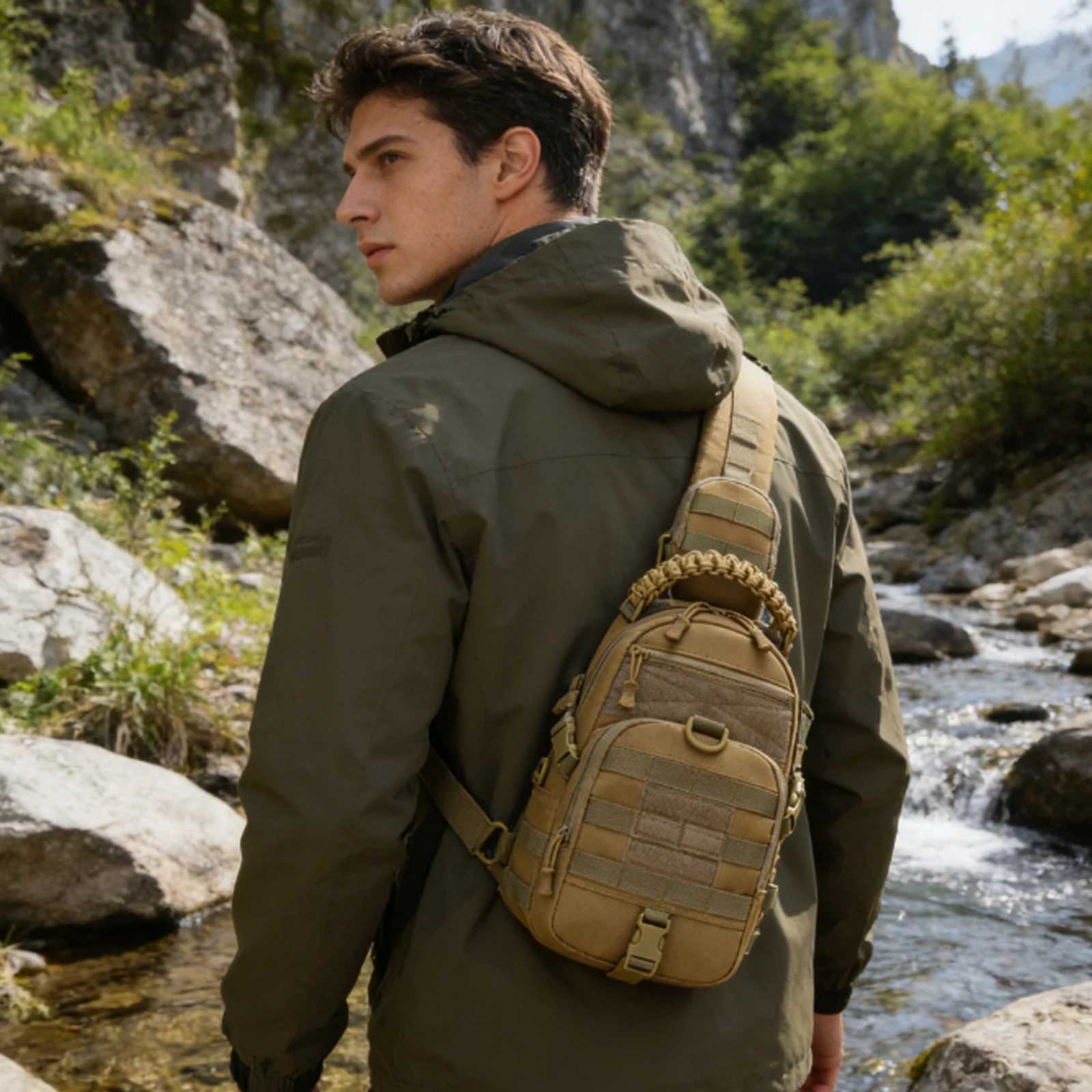 Travel Pack THURAM Crossbody Chest Bag Tactical Messenger Bag for Men Nylon Military Sling Backpack MOLLE System M260626 - view 6