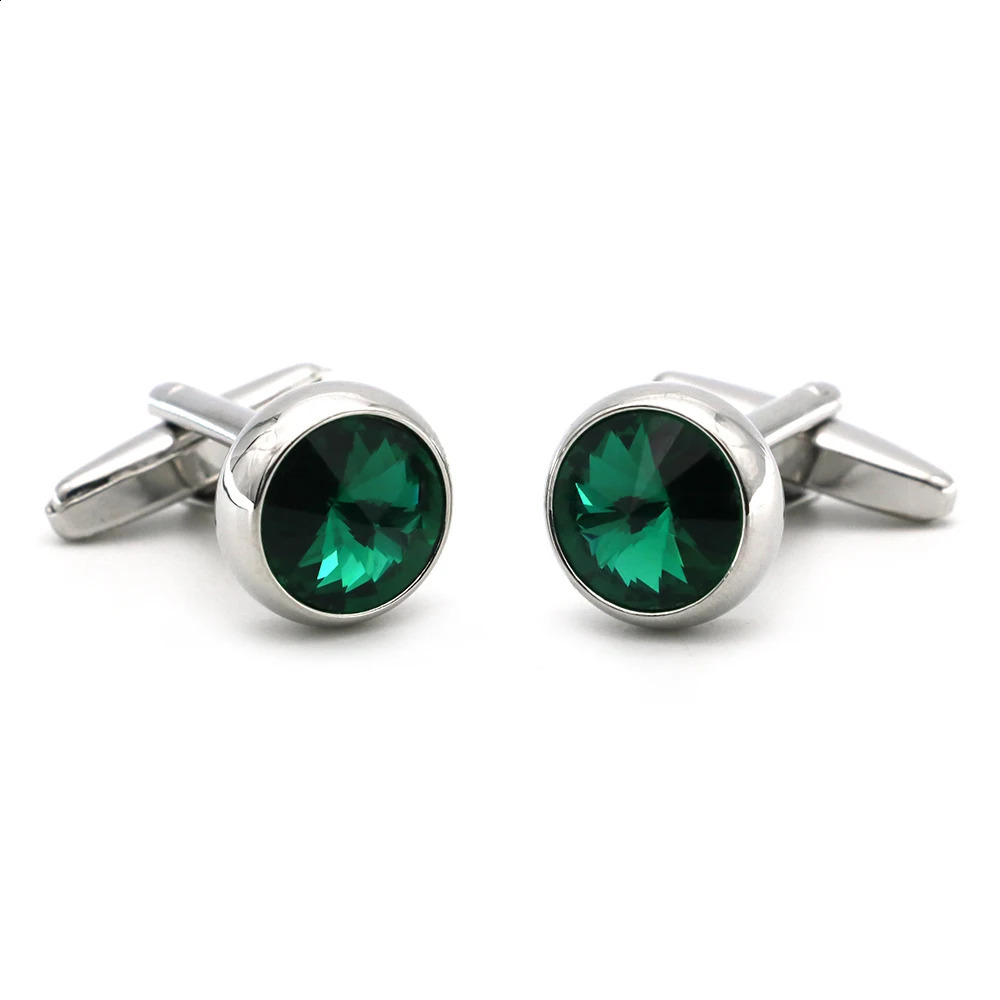 Mens Crystal Cufflinks Green Color Stone Top Quality Wedding Cuff Links 260626 - view 4