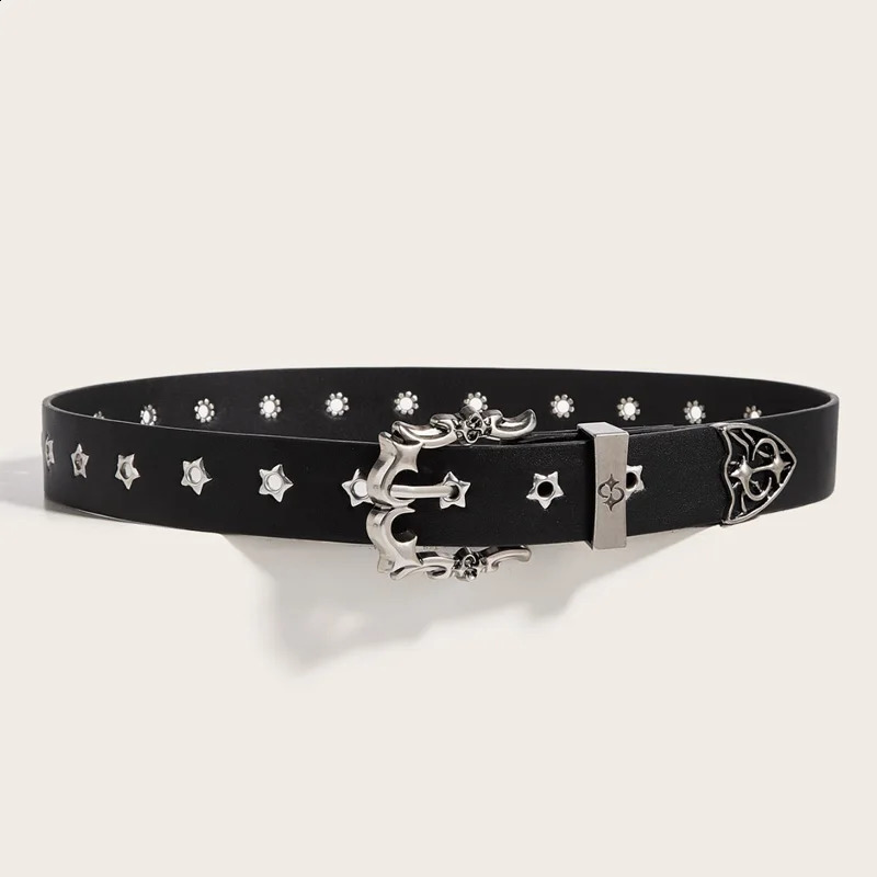 Star Eye Rivet Studded Belt For Men and woman Gothic Pin Buckle Fashion Casual Punk Pu Leather Waistband Y2K Hip Hop Jeans Belt 260626 - view 3