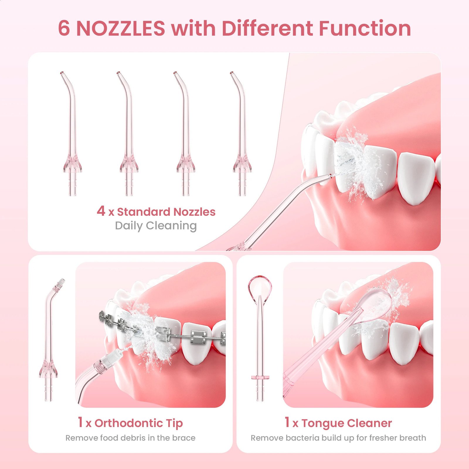 SEJOY Portable Electric Dental Water Flosser Irrigator Teeth Strips 350ML Tank 5 Modes 6 Jet Tips For Home Travel 260626 - view 7
