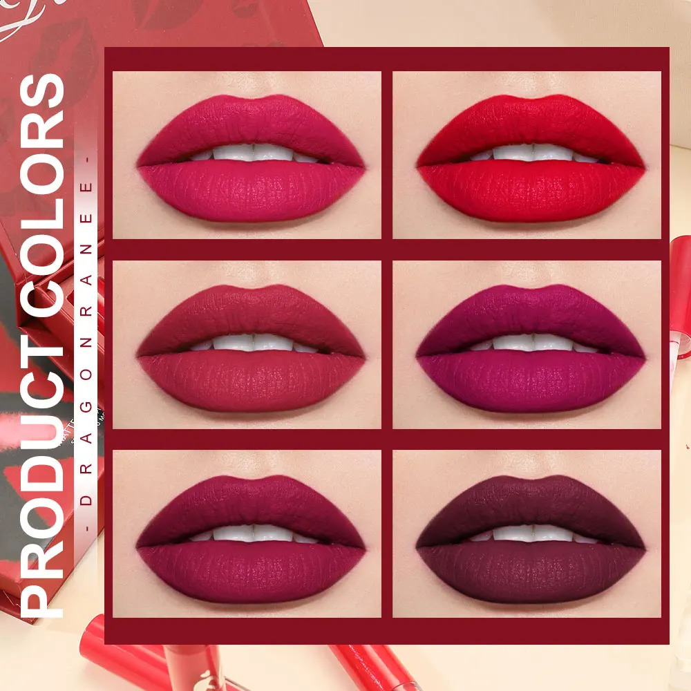 6-Piece Lip Gloss Set Velvet Matte Lip Gloss Waterproof and Sweat-Proof Lipstick Non-Stick Cup Matte Lipstick Holiday Gift Set 260626 - view 4