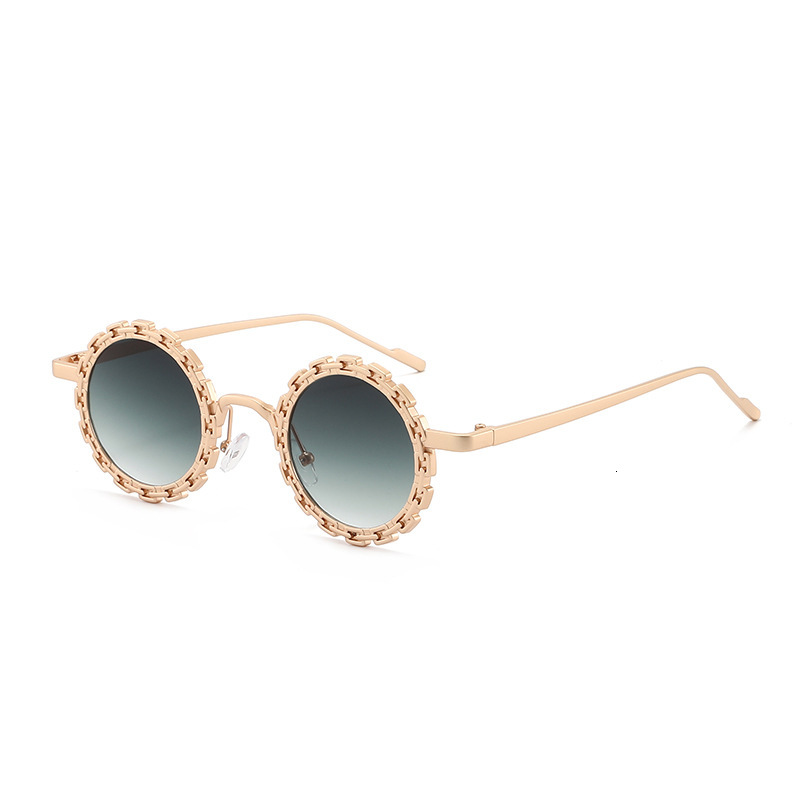20 New Floral Round Frame Sunglasses For European American Hot Girls, High-End, Unique And Fashionable Sunshade Glasses - view 1