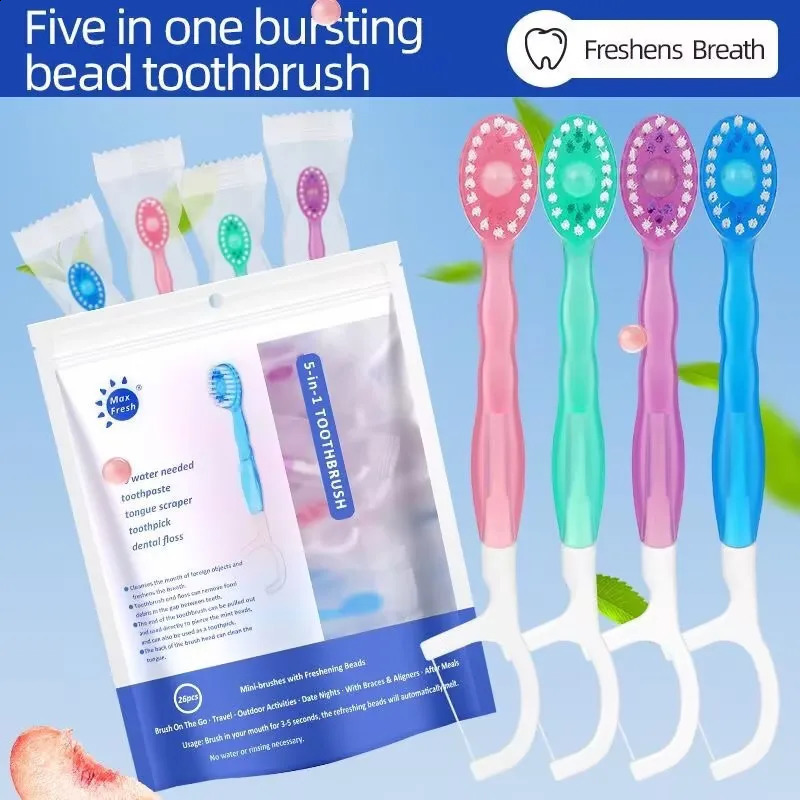 YUNChi Exploded Bead Toothbrush Disposable Cleaning Includes Mouthwash Portable Travel With Dental Floss 260615