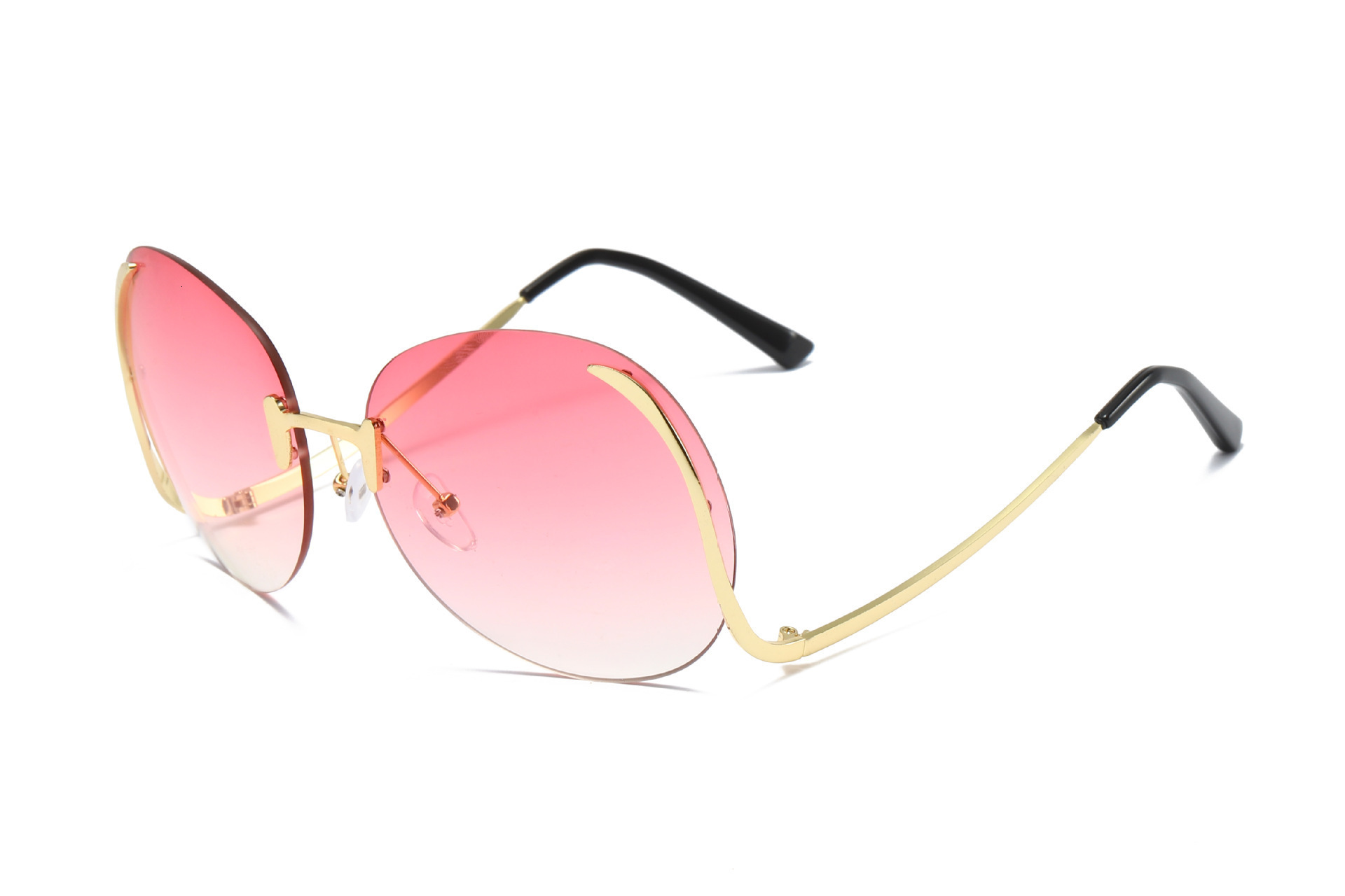 Oversized Sunglasses Large Frame Glasses Personality Trend Trendy Frameless Sunglasses New Model Ocean Lens Fashionable Metal For Women - view 7