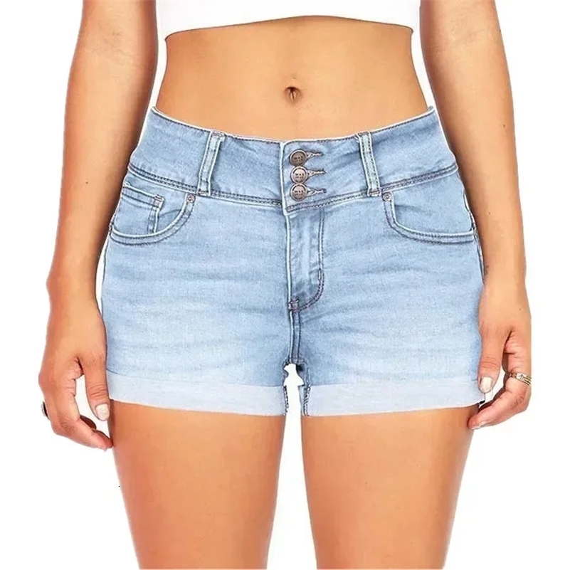 Womens Summer Fashion Waistband Denim Stretch Fabric Shorts Casual Versatile Street Shorts 260616 - view 4