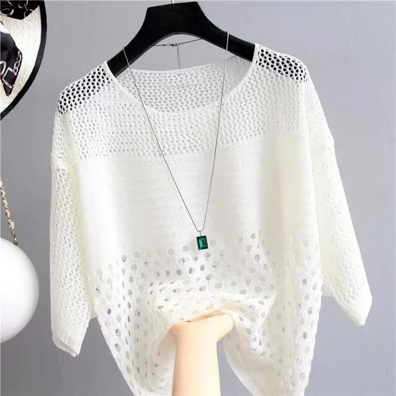 Fashion Ice Silk Women Knitted Vest Top Spring and Summer Hollow Out Thin Bottoming Sling Streetwear Clothing Simple Shirt 260626 - view 3
