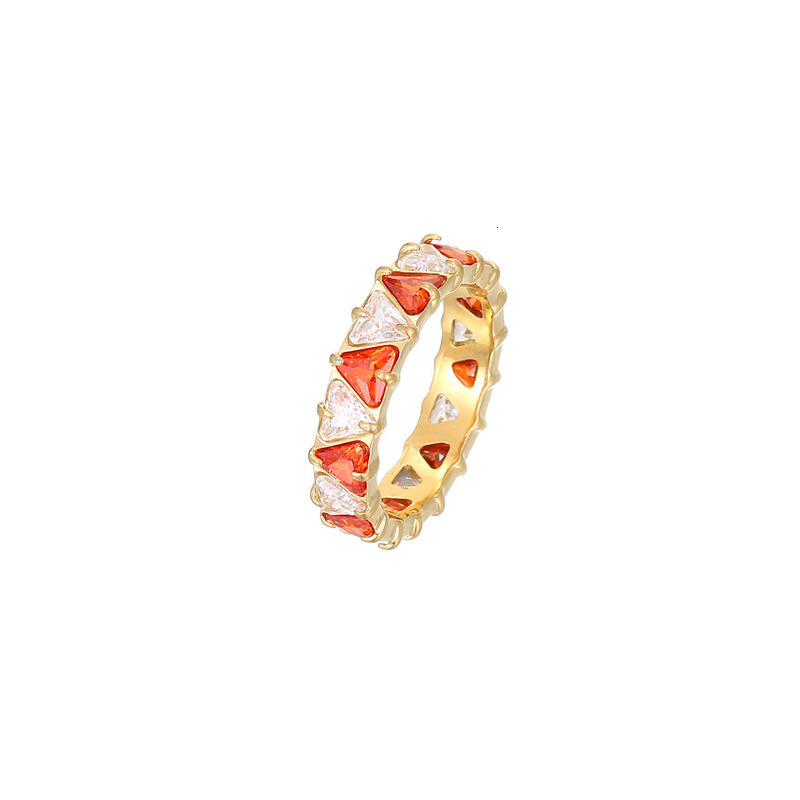 Ring Fashionable Full Circle Triangular Cutting Diamond Arranged Colorful Zircon Ring For Women Exquisite Diamond Inlaid Ring Jewerly Designer For Wom - view 6