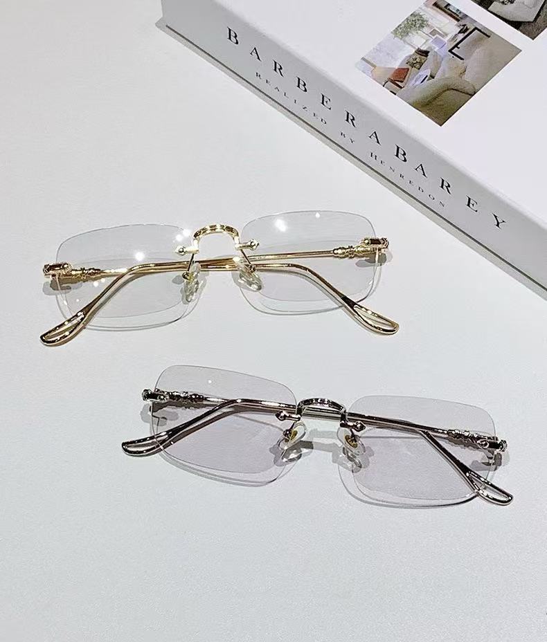 Unisex Color Change Frameless Spectacles with UV Protection Trendy Blue Light Blocking Goggles