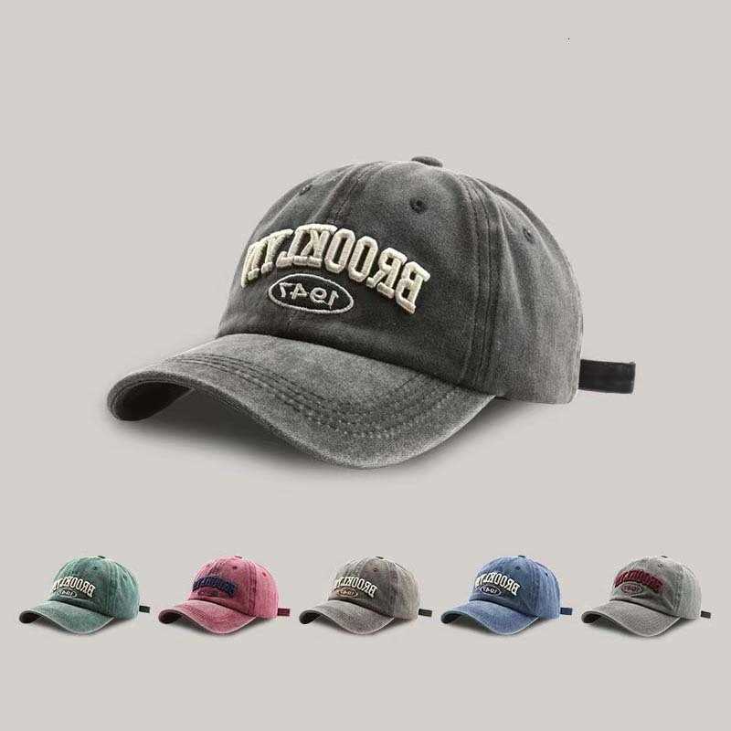 Season New Fashion Unisex Four tideway Baseball Outdoor Casual Retro Washed Cotton BROOKLYN 1947 Embroidered SnapSunHat M260626