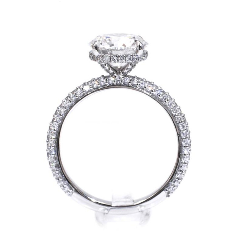 Tianyu Gems Lab Diamond Round Brilliant Cut 85mm DEF VVS 14K Solid White Gold Engagement Ring for Women - view 3