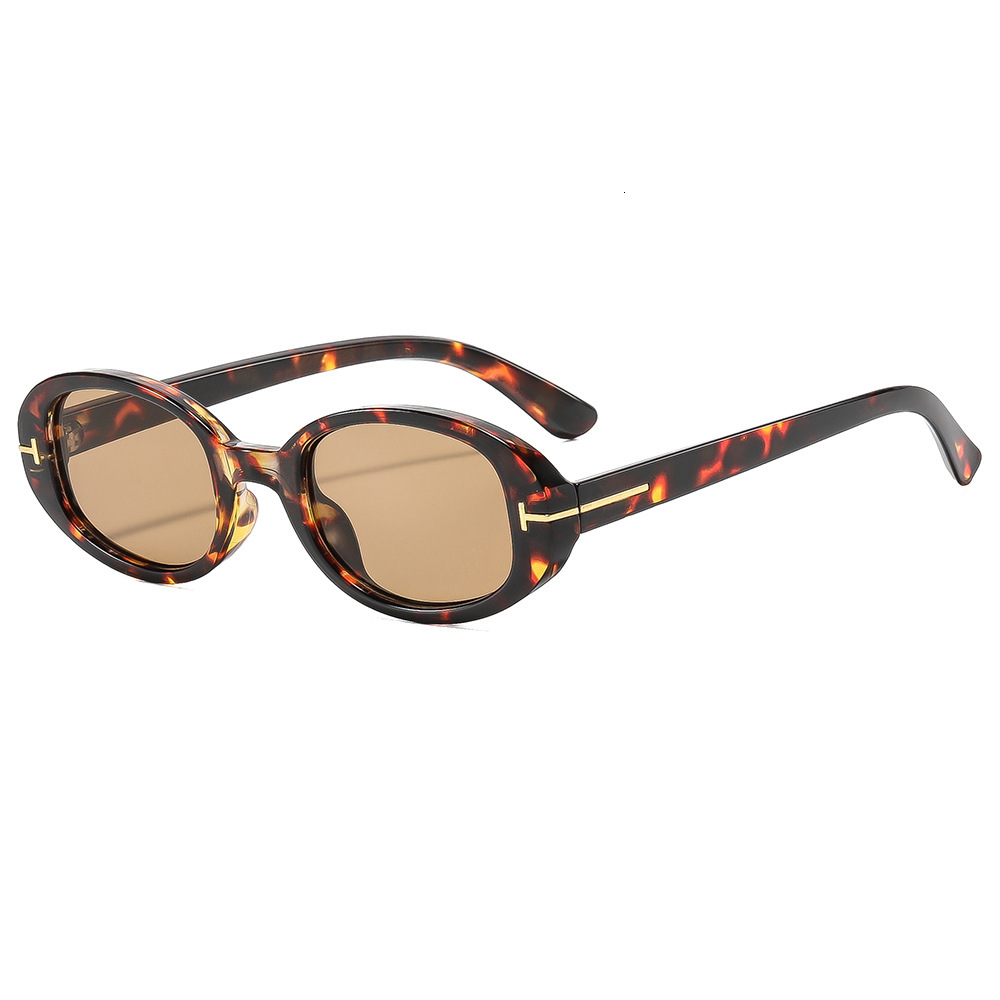 20 European And American Minimalist Oval Small-Frame Sunglasses, Fashionable Street Style Women's Versatile Trendy Sunshade Glasses - view 6