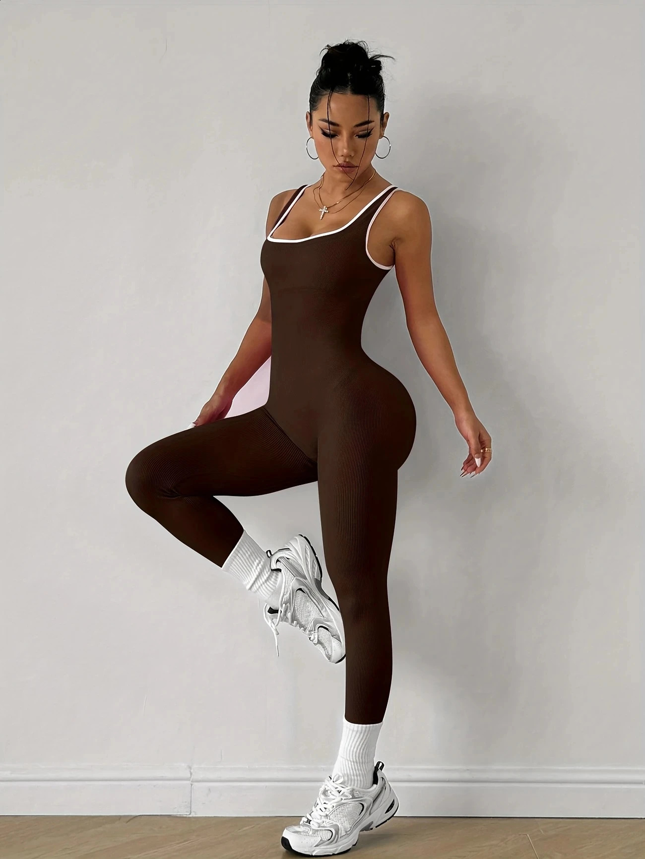 Jumpsuit for Women Workout Seamless Jumpsuits Yoga Ribbed One Piece Tank Tops Rompers Sleeveless Exercise Jumpsuits 260626 - view 3