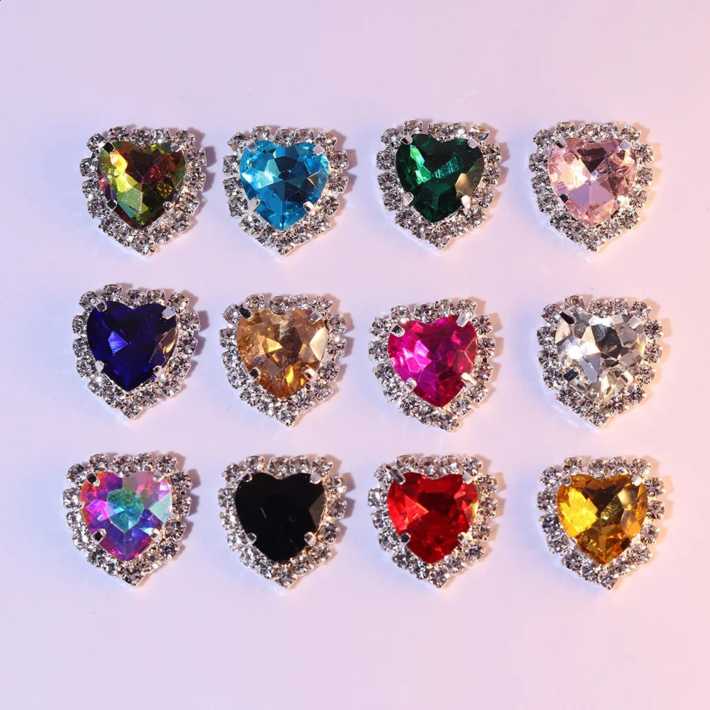 SIZE 1616mm 10Pcs Mini Heart Crystal Diy jewelry Accessories Rhinestone Pendant Crafts Decoration 260623 - view 4