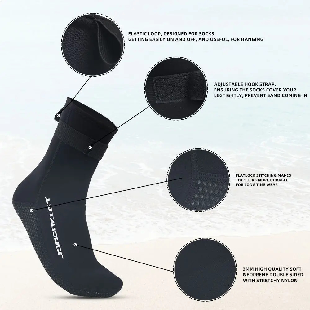 Men Womens 3MM Neoprene Diving Socks Warm Swimming Snorkeling Beach Volleyball Water Sports Boots High Cut Wetsuit Shoes 260626 - view 5