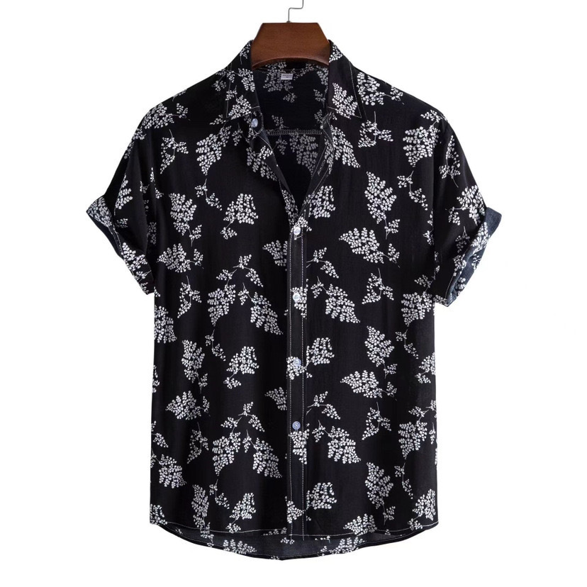 Mens Summer New European Size 3D Floral Mens Casual Short Sleeve Floral Shirt - view 8