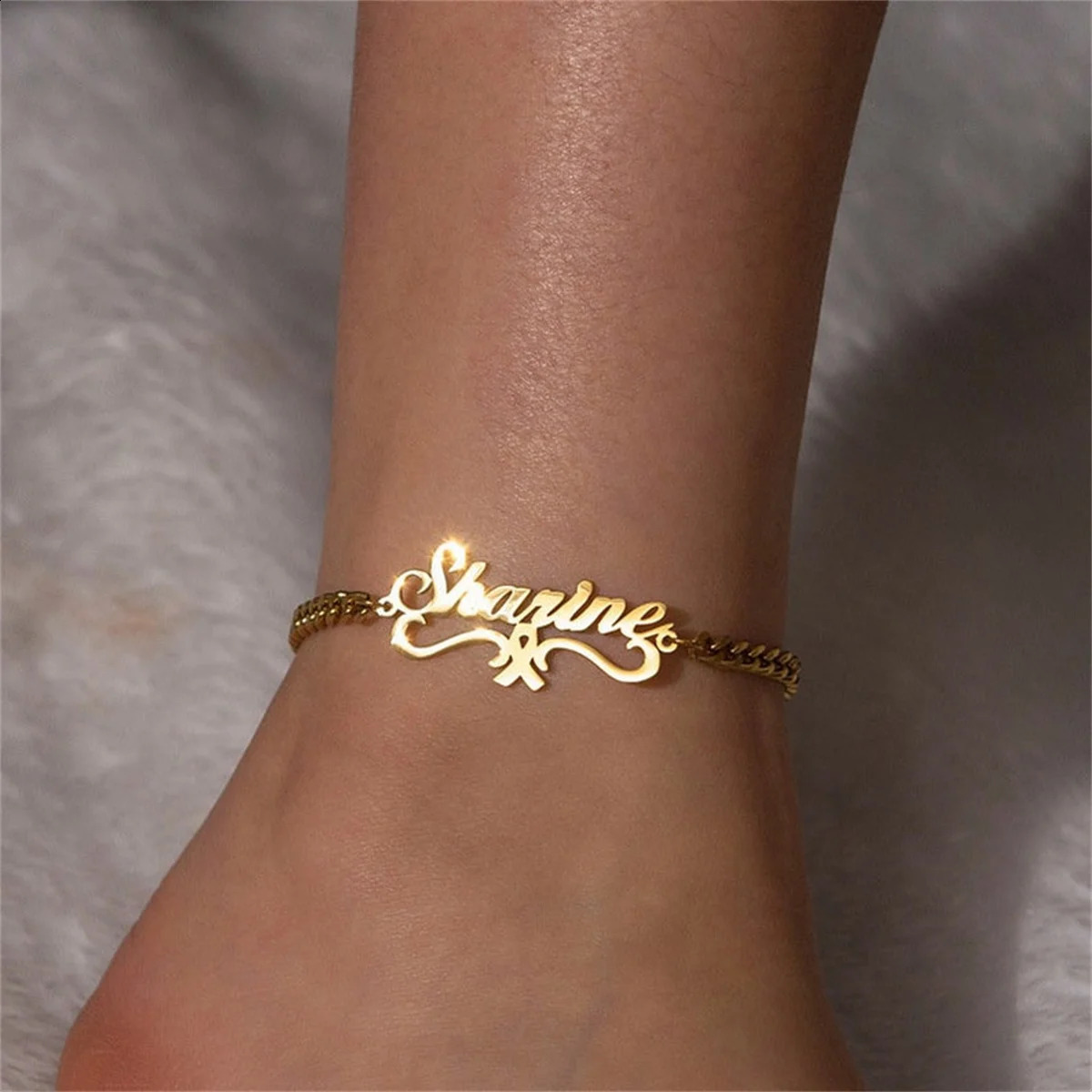 Custom Name Heart Anklets For Women Stainless Steel Customized Sign Number Cuban Chain Ankle Jewelry Personalized Gifts 260625 - view 1