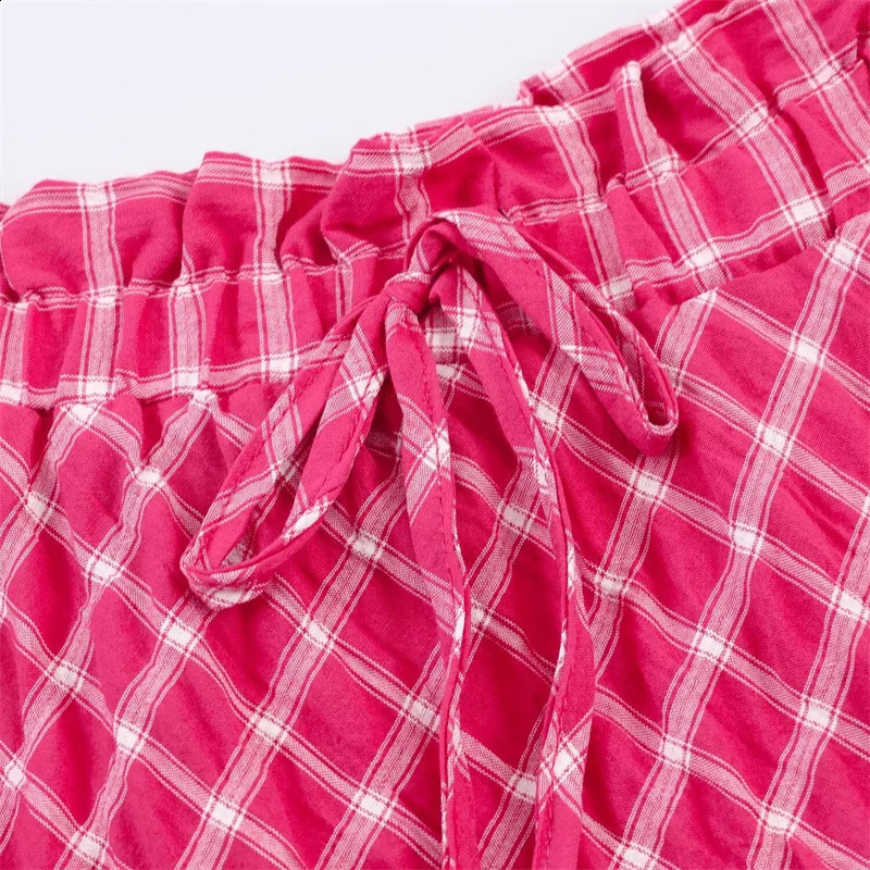 Womens HalfLength Skirt 2026 Summer Style Rose Red Plaid ALine Loose Long Casual Fashion Unique and Versatile 260626 - view 5