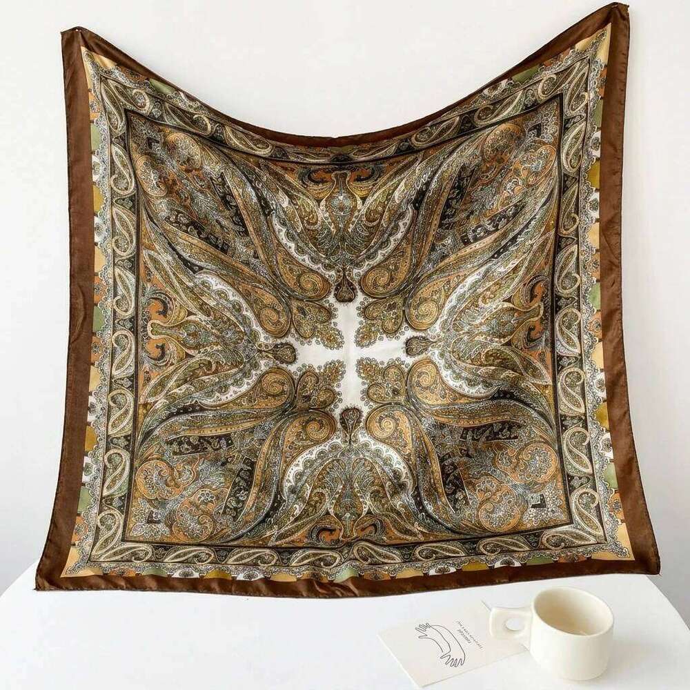 90*90cm Paisley Print Satin Hijabs for Women Luxury Square HeadScarf Bandana Cheveux Soft Neckerchief Hijab Hair Scarves 26Y06226 - view 5